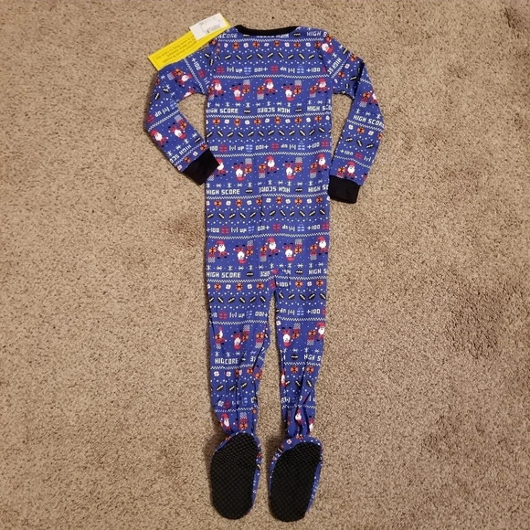 Christmas Santa Sports Boy Footed Pajamas 2T - Picture 6 of 7